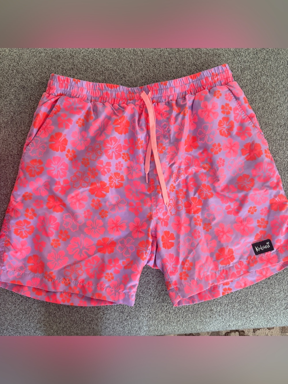Kulani Kinis Men's Swim Trunks in "Cherry Berry" - Size XL